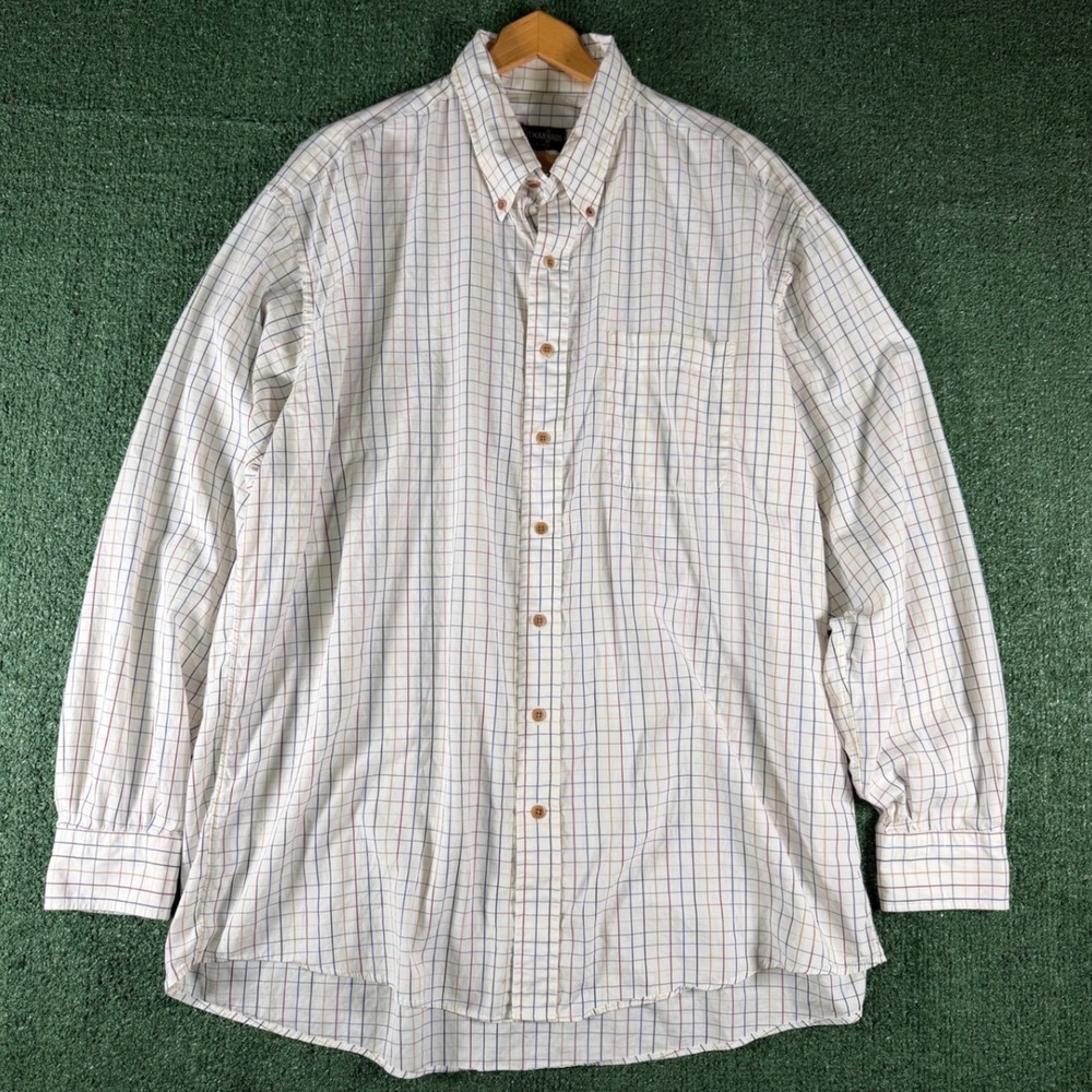 Gitman Bros Button Down Mens 2XL White Tattersall Check Long Sleeve Shirt - Picture 1 of 8